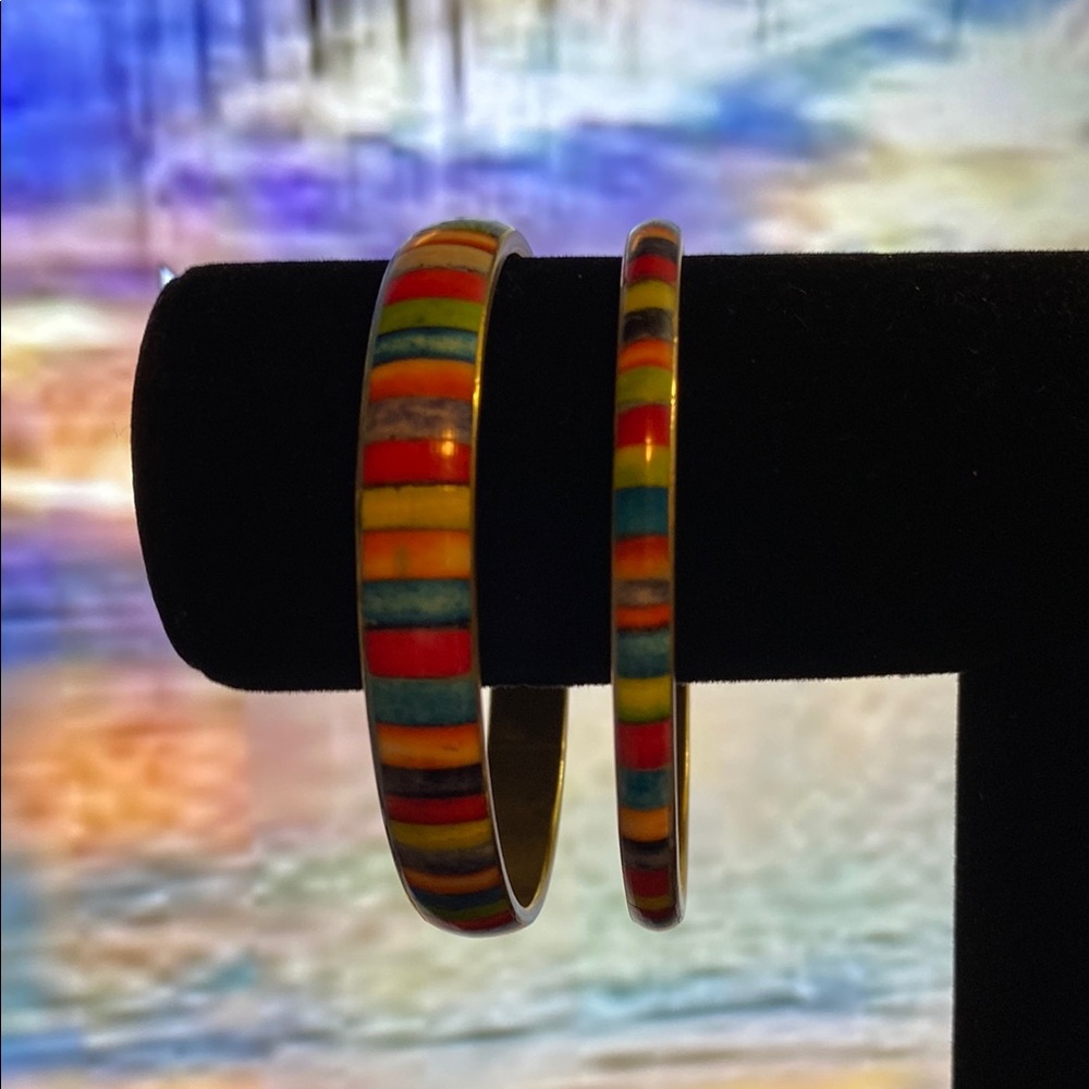 Colorful Striped Bangles Set - Picture 3 of 4